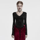 PUNK RAVE Women's Gothic Plunging Sheer Lace Shirt Black