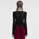 PUNK RAVE Women's Gothic Plunging Sheer Lace Shirt Black