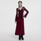 PUNK RAVE Women's Gothic Plunging Sheer Lace Shirt Red