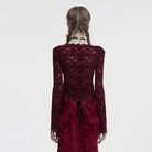 PUNK RAVE Women's Gothic Plunging Sheer Lace Shirt Red