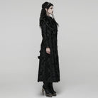 PUNK RAVE Women's Gothic Plush Splice Turn-down Collar Floral Printed Coat