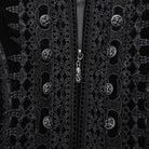 PUNK RAVE Women's Gothic Puff Sleeved Floral Embroidered Coat Black