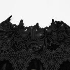 PUNK RAVE Women's Gothic Puff Sleeved Floral Embroidered Velvet Shirt Black