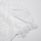 PUNK RAVE Women's Gothic Puff Sleeved Lace Hem Shirt
