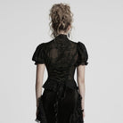 PUNK RAVE Women's Gothic Puff Sleeved Lace Splice Chiffon Shirt