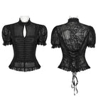 PUNK RAVE Women's Gothic Puff Sleeved Lace Splice Chiffon Shirt
