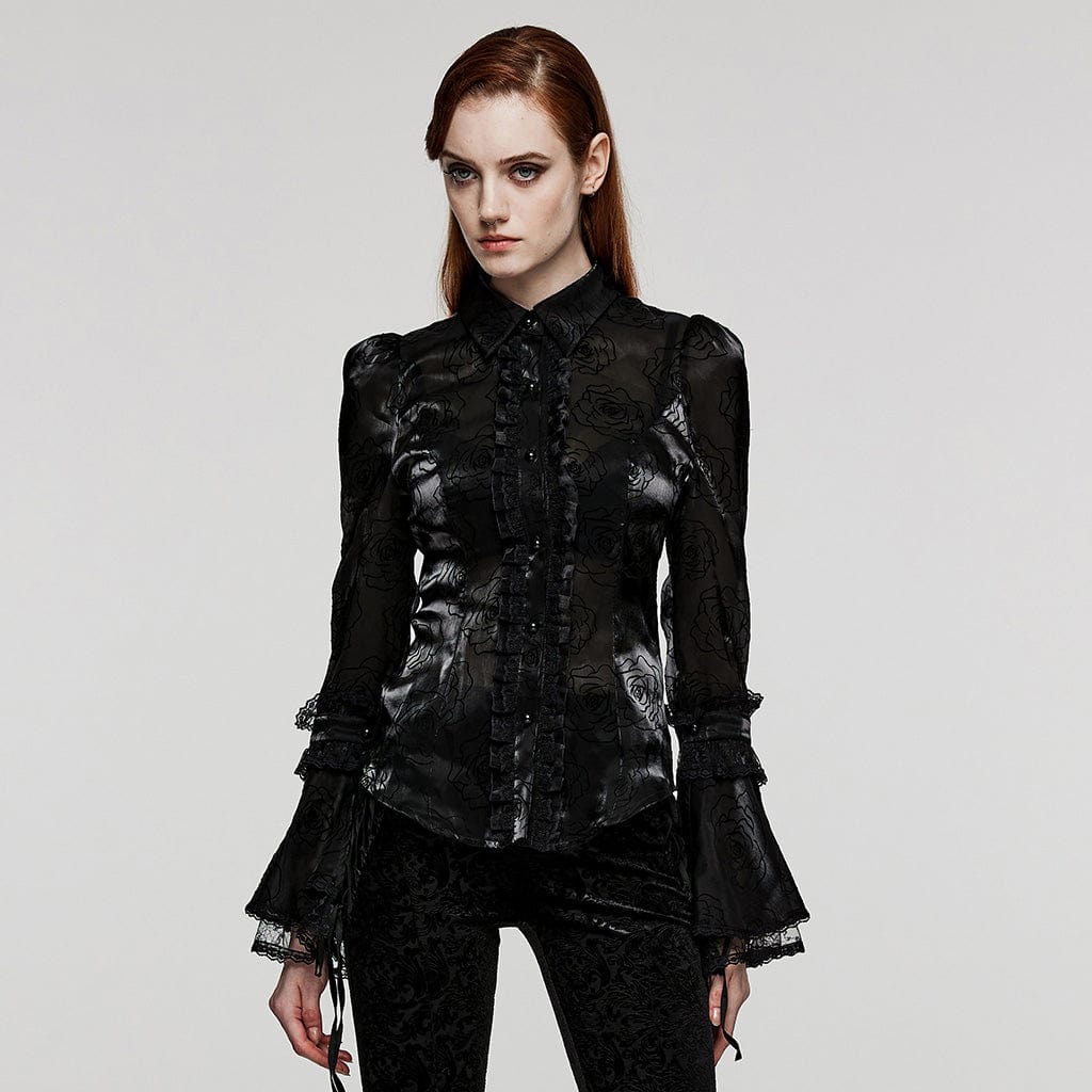 Women's Gothic Stand Collar Rose Shirt main image 0