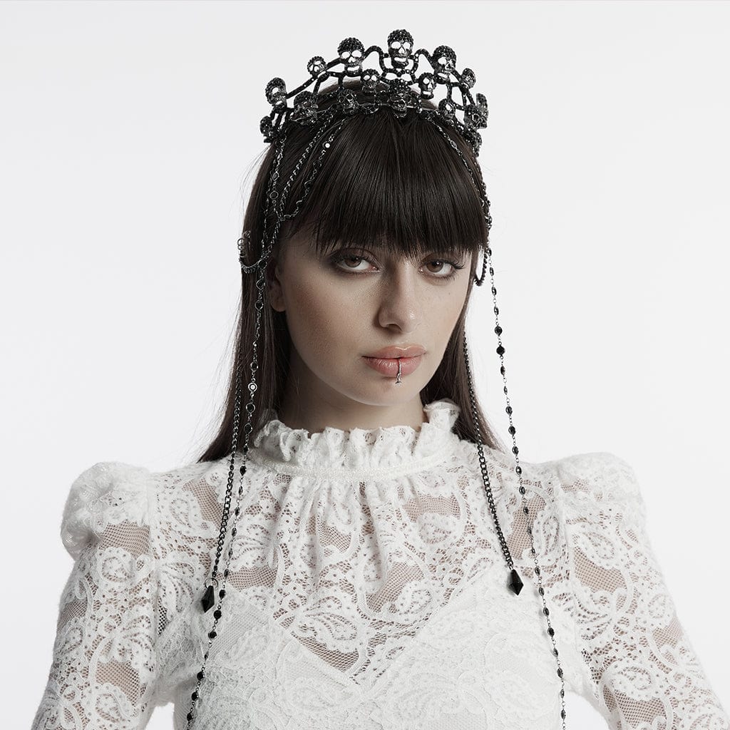 Skull Punk Gothic Rhinestone Embellished Retro Headband Rare Black White Amazon.com : Maeaccx Women main image 3