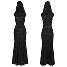 PUNK RAVE Women's Gothic Ripped Hooded Sleeveless Maxi Dress