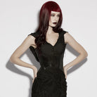 PUNK RAVE Women's Gothic Ripped Hooded Sleeveless Maxi Dress