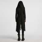PUNK RAVE Women's Gothic Ripped Mesh Splice Coat with Hood