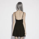 PUNK RAVE Women's Gothic Rivet Pleated Slip Dress