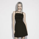 PUNK RAVE Women's Gothic Rivet Pleated Slip Dress Graduation Dress Graduation Dress