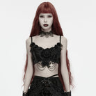 PUNK RAVE Women's Gothic Rose Chain Bralet Black