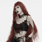 PUNK RAVE Women's Gothic Rose Chain Bralet Black-Red
