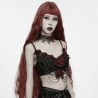 PUNK RAVE Women's Gothic Rose Chain Bralet Black-Red