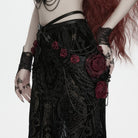 PUNK RAVE Women's Gothic Rose Chain Hip Harness Black-Red