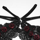 PUNK RAVE Women's Gothic Rose Chain Hip Harness Black-Red