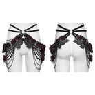 PUNK RAVE Women's Gothic Rose Chain Hip Harness Black-Red