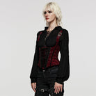 PUNK RAVE Women's Gothic Rose Cutout Lace-up Underbust Corset