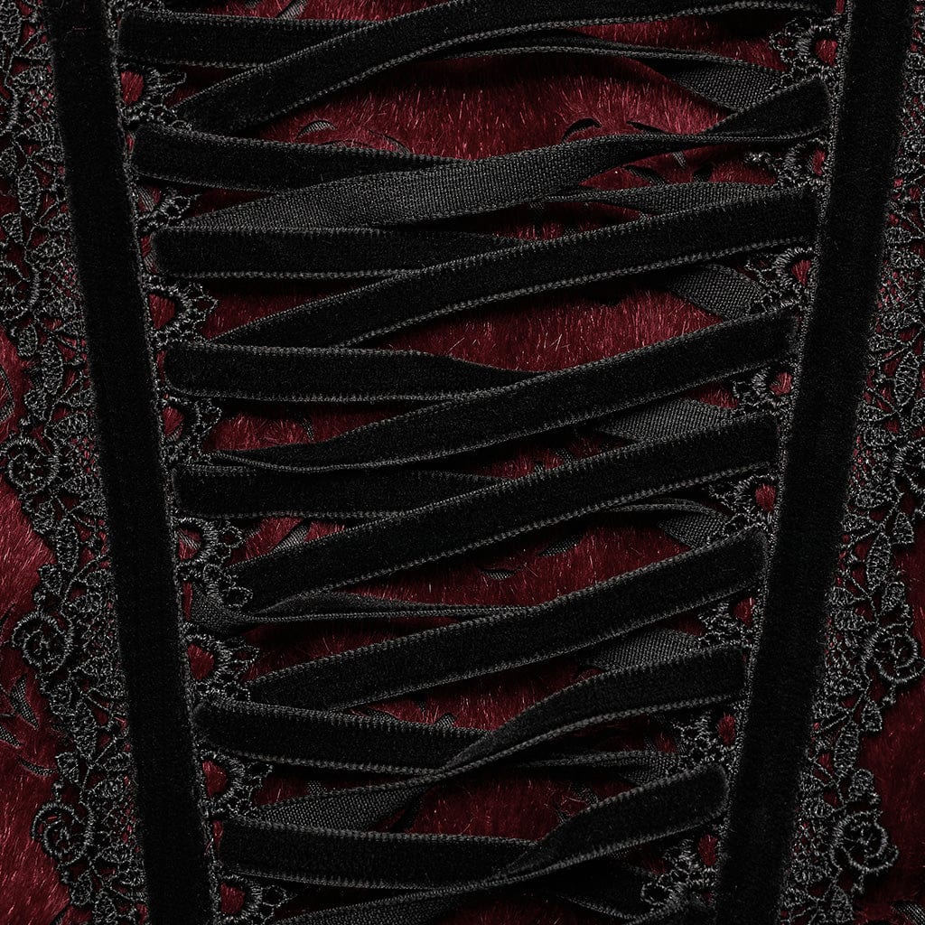 PUNK RAVE Women's Gothic Rose Cutout Lace-up Underbust Corset