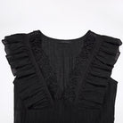 PUNK RAVE Women's Gothic Rose Cutout Plunging Ruffled Sleeveless Maxi Dress