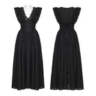 PUNK RAVE Women's Gothic Rose Cutout Plunging Ruffled Sleeveless Maxi Dress