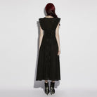 PUNK RAVE Women's Gothic Rose Cutout Plunging Ruffled Sleeveless Maxi Dress