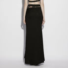 PUNK RAVE Women's Gothic Rose Lace Splice Side Slit Skirt