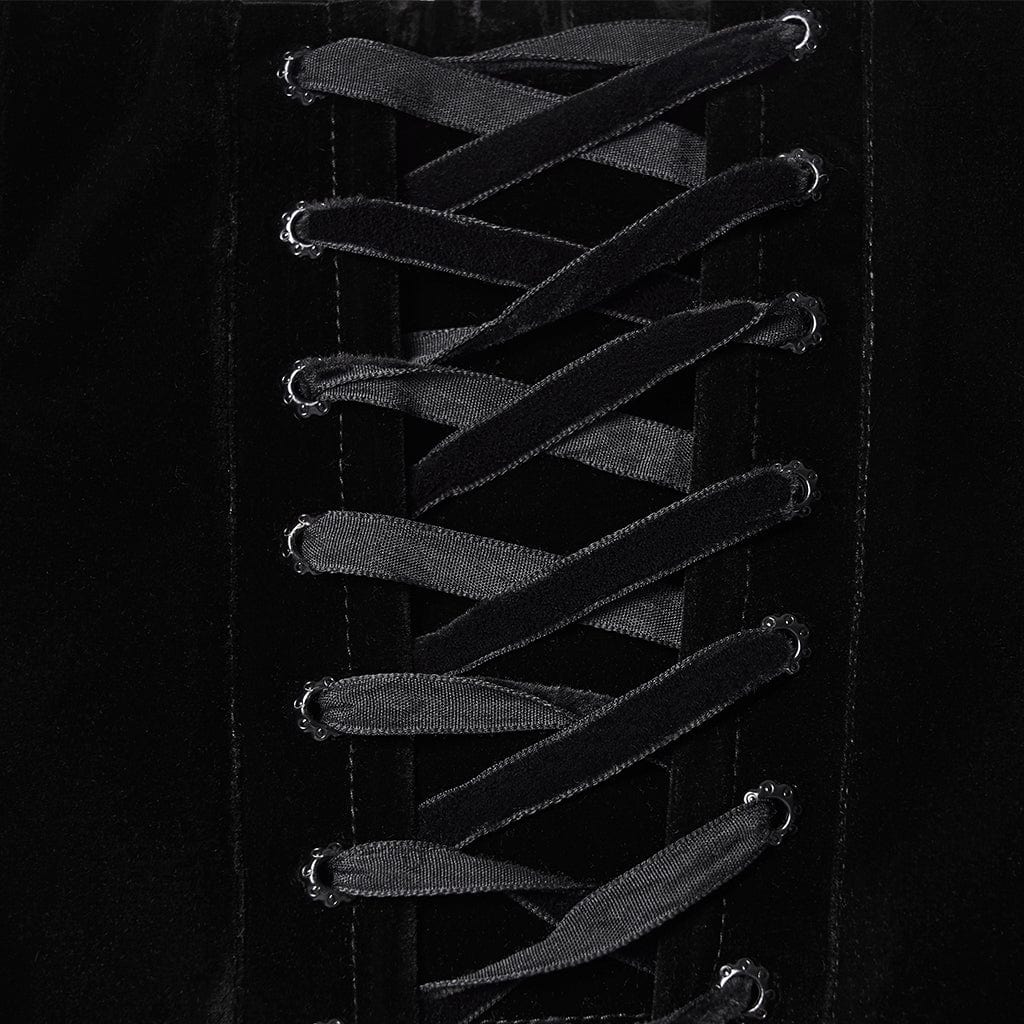 PUNK RAVE Women's Gothic Rose Pattern Lace-up Underbust Corset Black