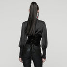 PUNK RAVE Women's Gothic Rose Pattern Lace-up Underbust Corset Black