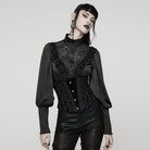 PUNK RAVE Women's Gothic Rose Pattern Lace-up Underbust Corset Black