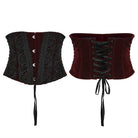 PUNK RAVE Women's Gothic Rose Pattern Lace-up Underbust Corset Red