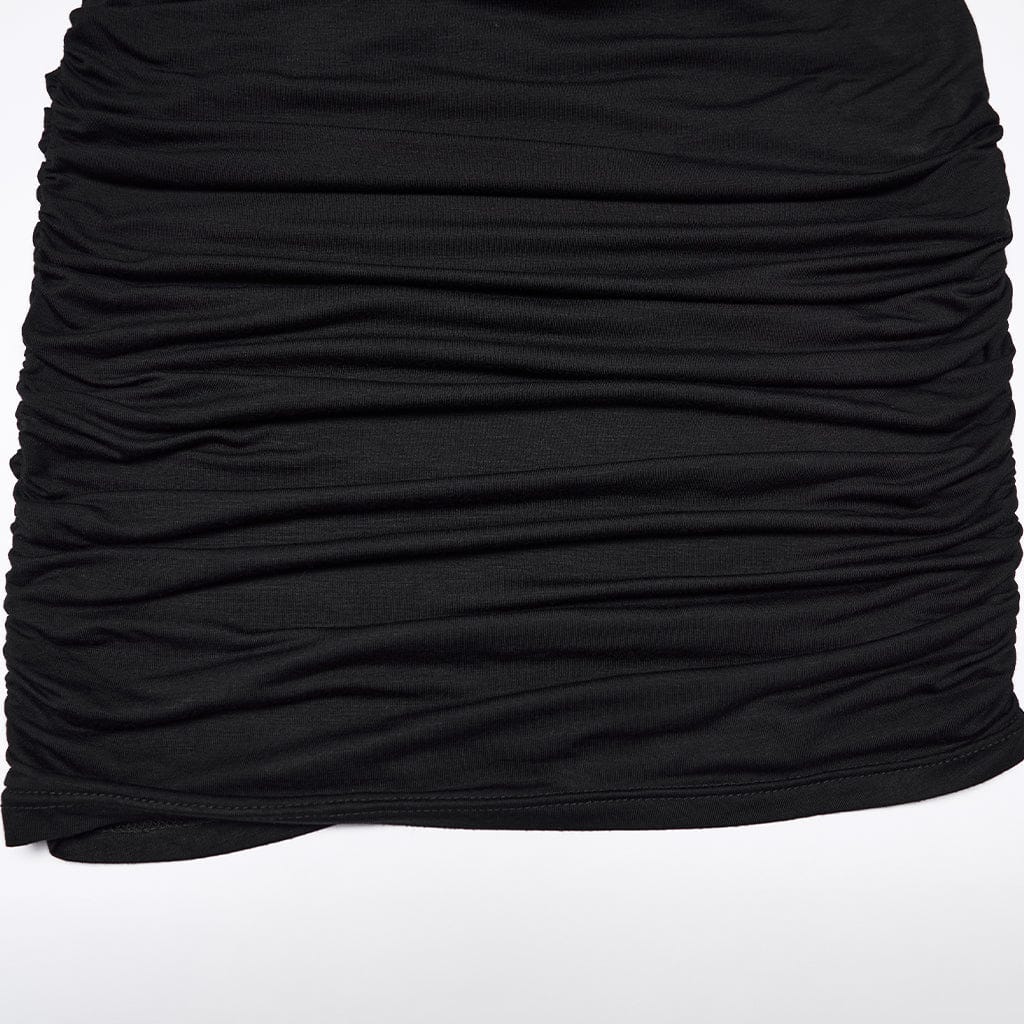 PUNK RAVE Women's Gothic Ruched Cutout Slip Dress Graduation Dress