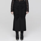 PUNK RAVE Women's Gothic Ruched Fishtail Skirt