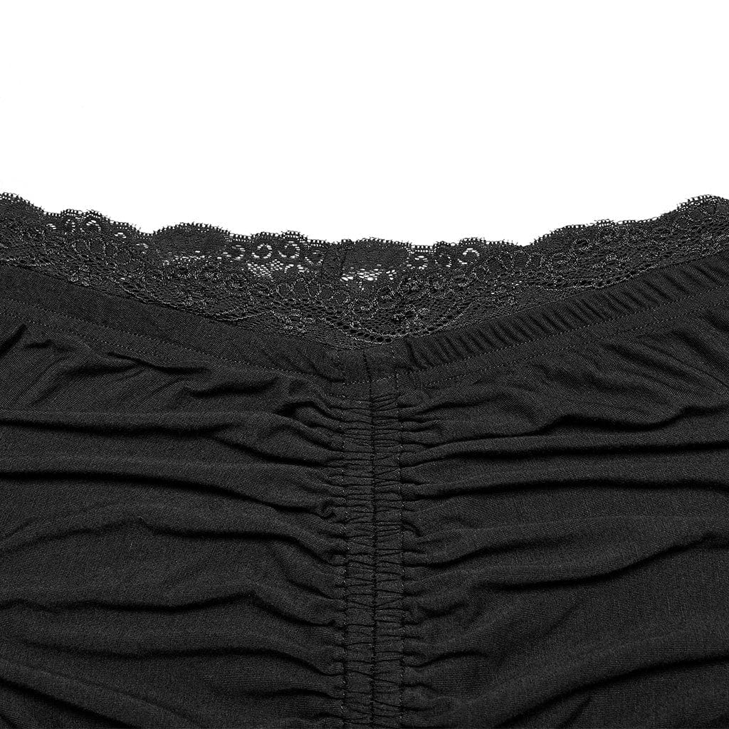 PUNK RAVE Women's Gothic Ruched Fishtail Skirt