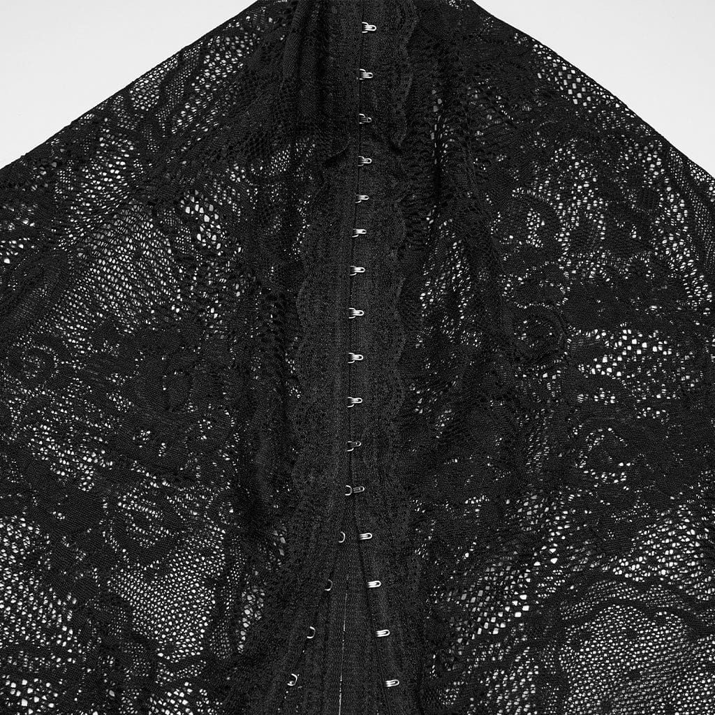 PUNK RAVE Women's Gothic Ruched Hooded Nun Dress