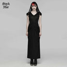 PUNK RAVE Women's Gothic Ruched Hooded Nun Dress