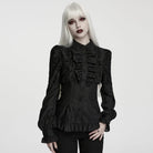 PUNK RAVE Women's Gothic Ruffle Embroidered Bishop Sleeve Shirt