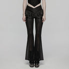 PUNK RAVE Women's Gothic Ruffled Cobweb Pattern Flared Pants