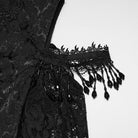 PUNK RAVE Women's Gothic Ruffled Decal Beaded Maxi Dress