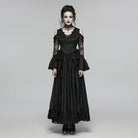 PUNK RAVE Women's Gothic Ruffled Decal Beaded Maxi Dress