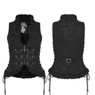PUNK RAVE Women's Gothic Ruffled Drawstring Vest