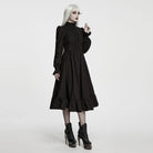 PUNK RAVE Women's Gothic Ruffled High Neck Bishop Sleeve Maxi Dress