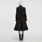 PUNK RAVE Women's Gothic Ruffled High Neck Bishop Sleeve Maxi Dress