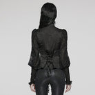 PUNK RAVE Women's Gothic Ruffled Lace Lace-Up Long Sleeved Shirt