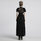 PUNK RAVE Women's Gothic Ruffled Lace Splice Layered Ball Gown Dress