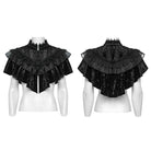 PUNK RAVE Women's Gothic Ruffled Lace Splice Velvet Cape Black
