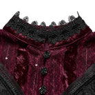 PUNK RAVE Women's Gothic Ruffled Lace Splice Velvet Cape Red