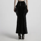 PUNK RAVE Women's Gothic Ruffled Lace Splice Velvet Fishtail Skirt